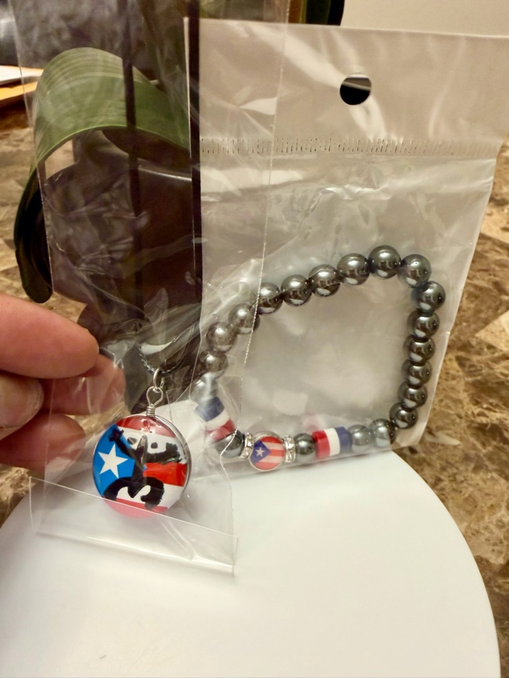 (4-Sets left) Puerto Rican Pendant Necklace with Matching Bracelet - Picture 7 of 9